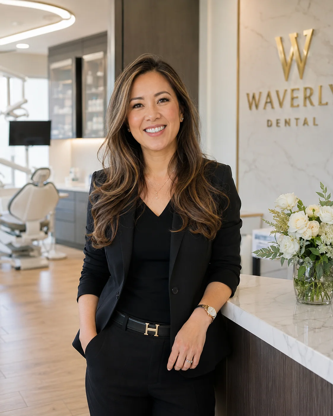 Business owner inside a dental clinic